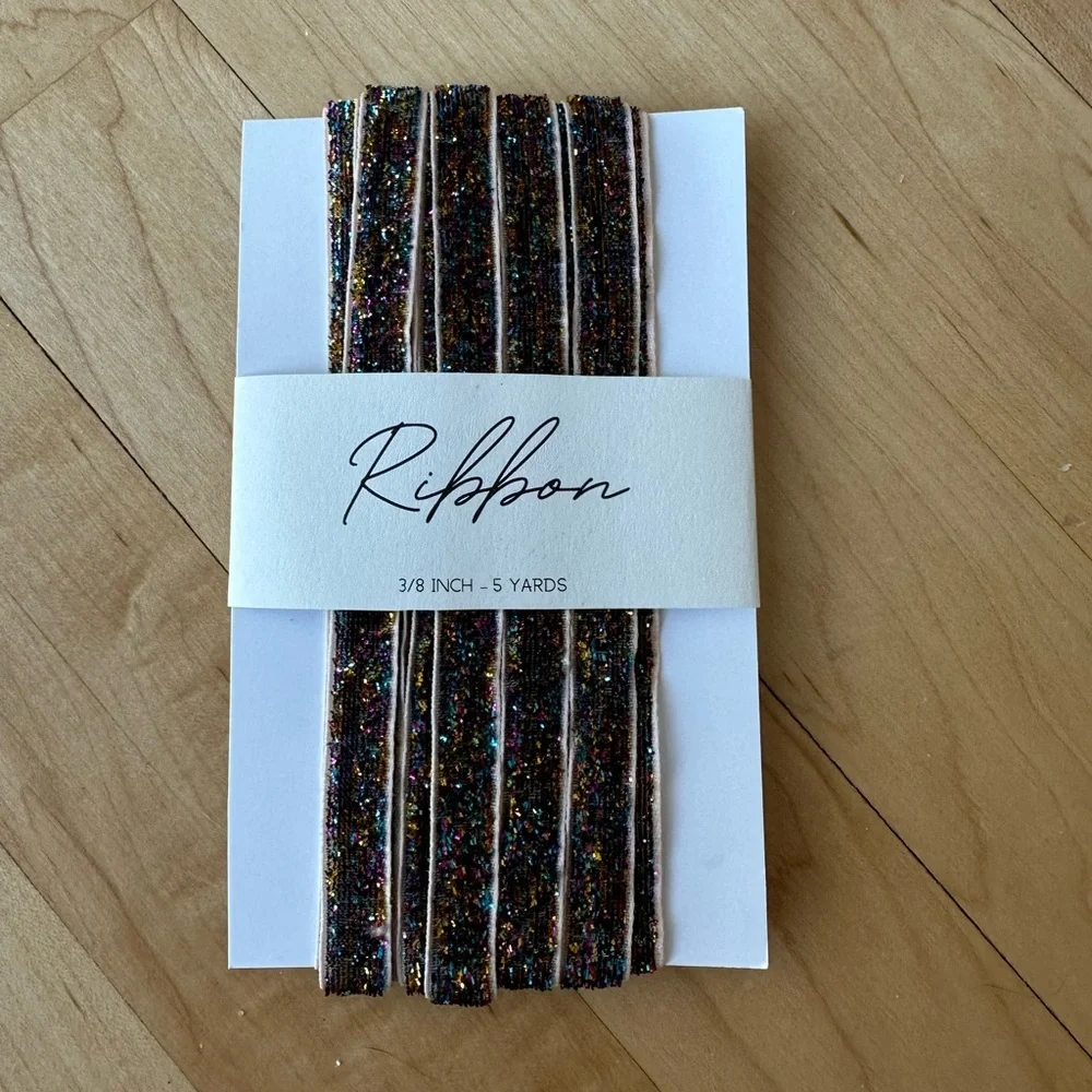 3/8 inch Multi Colored Glitter ribbon - 5 yards - Picture 1 of 2